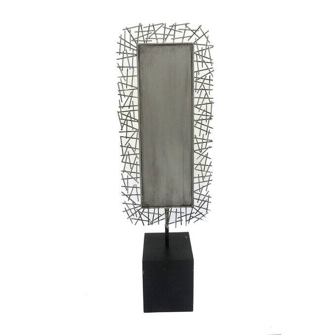 Trendy Metal Tabletop With Base, Gray, Large