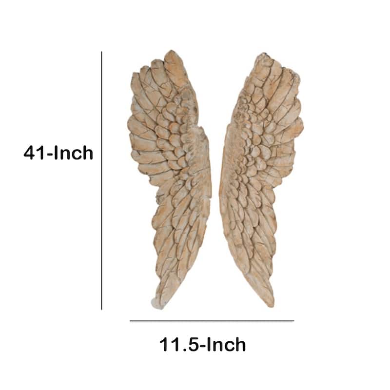 Angel Wings Statue Wall Art, Set of 2, Brown On Sale Bed Bath