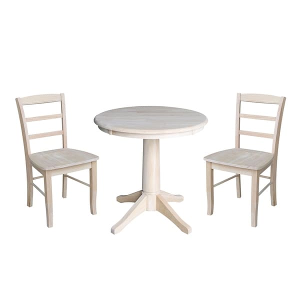30 Round Pedestal Dining Table With 2 Madrid Chairs 30 Round Pedestal Dining Table With 2 Madrid Chairs Unfinished 3 Piece Set Free Shipping Today 21800798