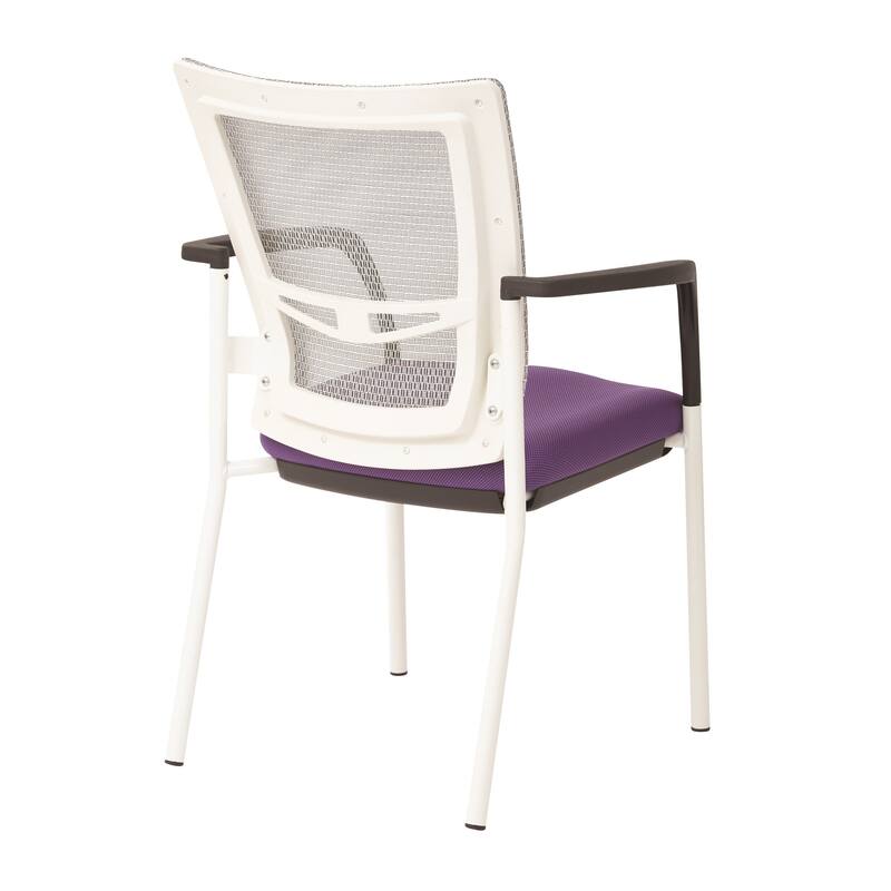 ProGrid? Mesh Back with Padded Black Fabric Seat Visitors Chair with Arms and White Finish Frame