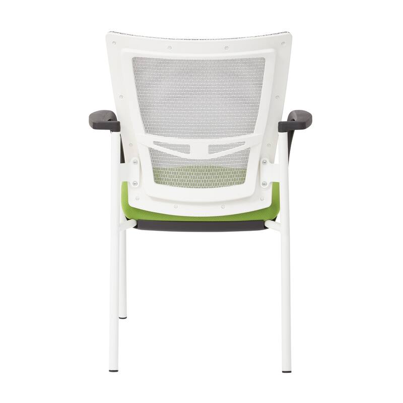 ProGrid? Mesh Back with Padded Black Fabric Seat Visitors Chair with Arms and White Finish Frame