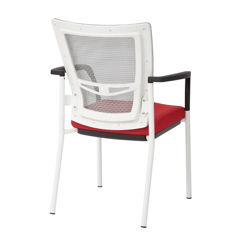 ProGrid? Mesh Back with Padded Black Fabric Seat Visitors Chair with Arms and White Finish Frame