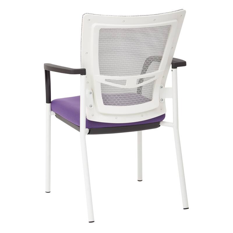 ProGrid? Mesh Back with Padded Black Fabric Seat Visitors Chair with Arms and White Finish Frame