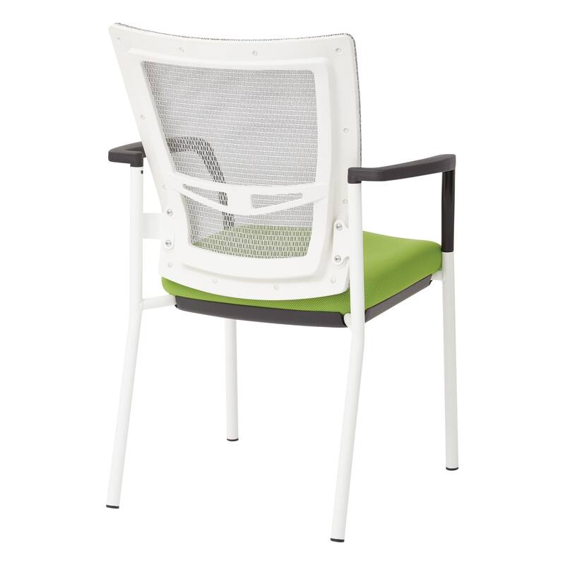 ProGrid? Mesh Back with Padded Black Fabric Seat Visitors Chair with Arms and White Finish Frame
