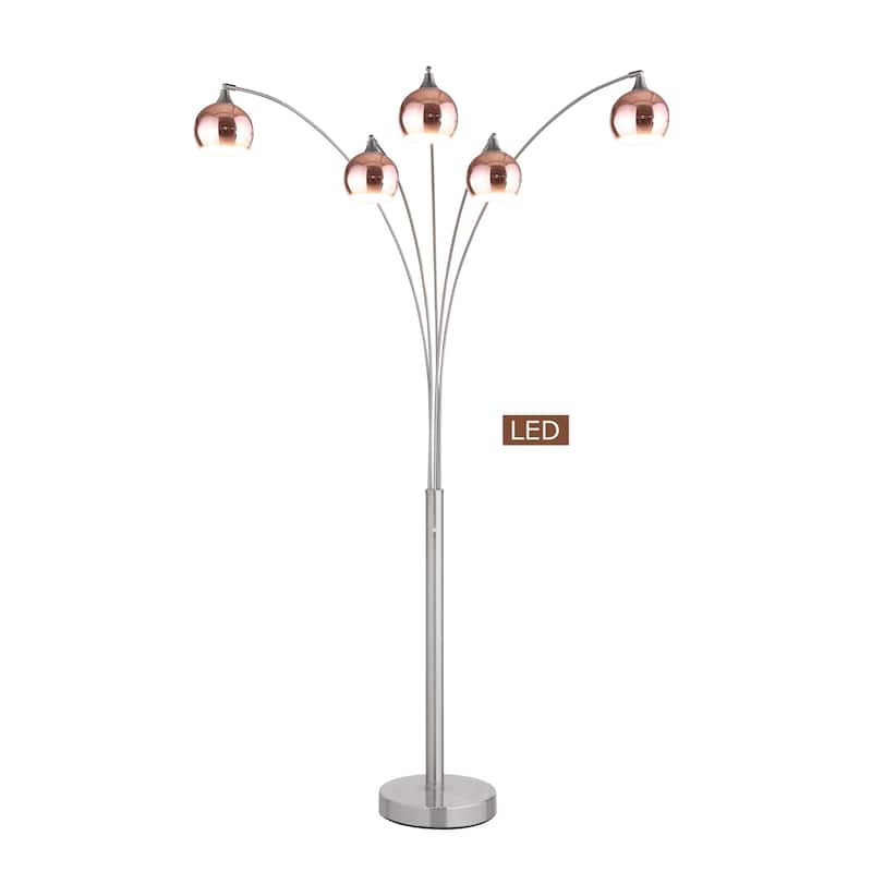Artiva AMORE 86" Rose Copper/Steel Arch LED FLamp Dimmer 5000 Lumens
