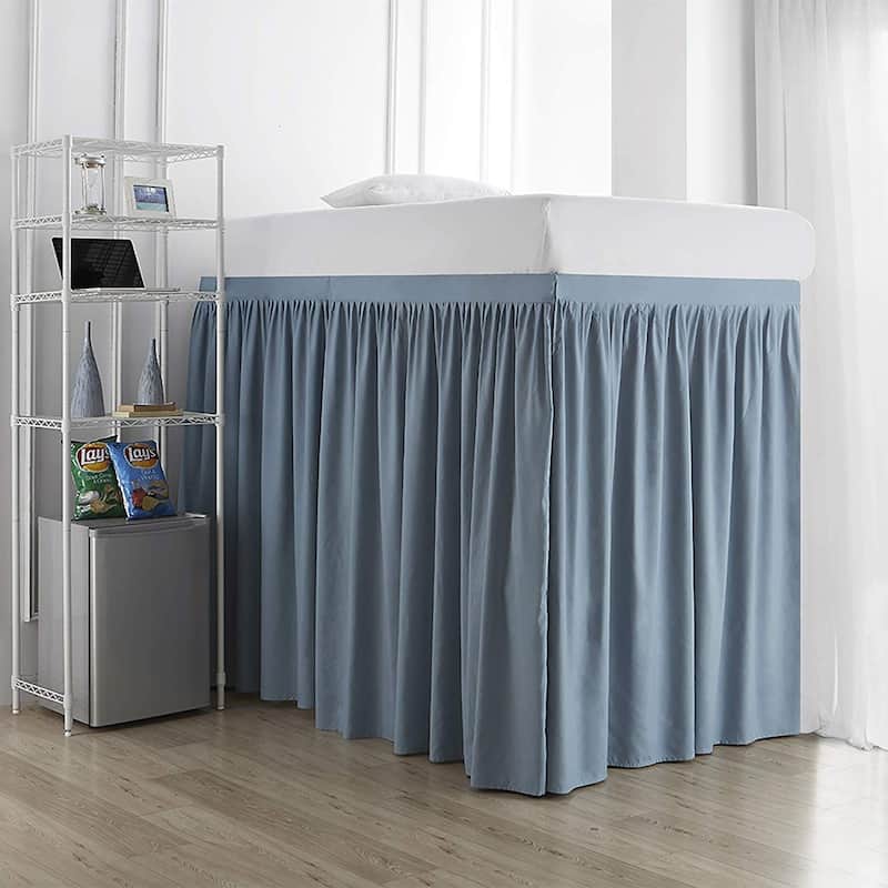 Extended Twin XL 60-inch Drop 3 Panel Bed Skirt - Smoke Blue - 3 Panels