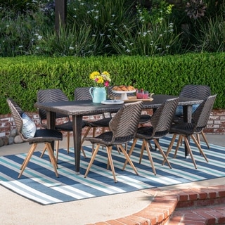 Calayan Outdoor 9 Piece Wicker Dining Set by Christopher Knight Home