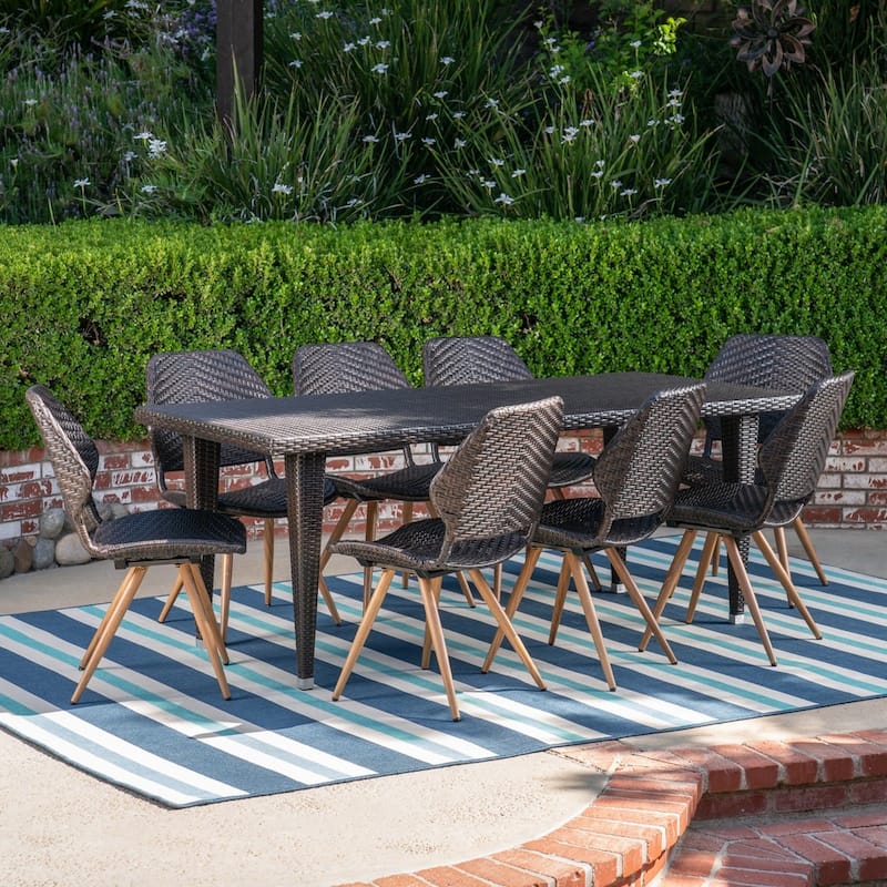 Calayan Outdoor 9 Piece Wicker Dining Set by Christopher Knight Home