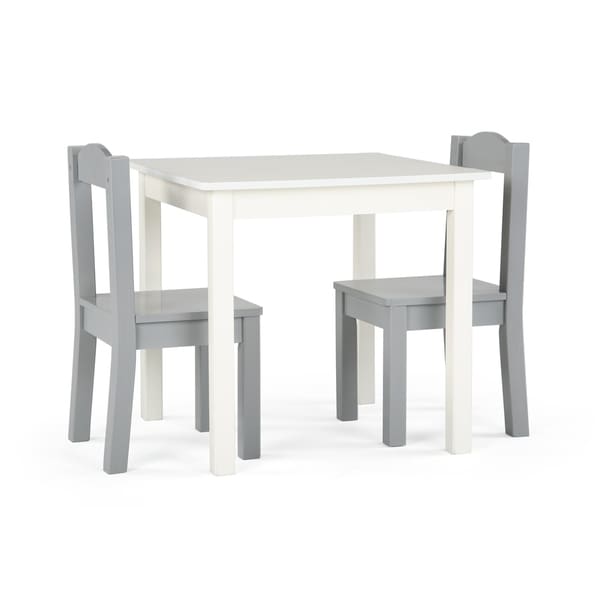 Inspire 3 Piece Wood Kids Square Table Chairs Set White Grey Overstock 21801868