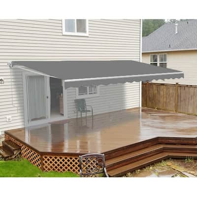 ALEKO Retractable 16 x 10 ft Motorized Home Patio Canopy Awning Grey