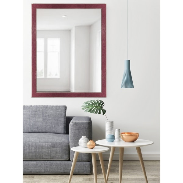 Red Two-toned Silver Speckled Framed Mirror