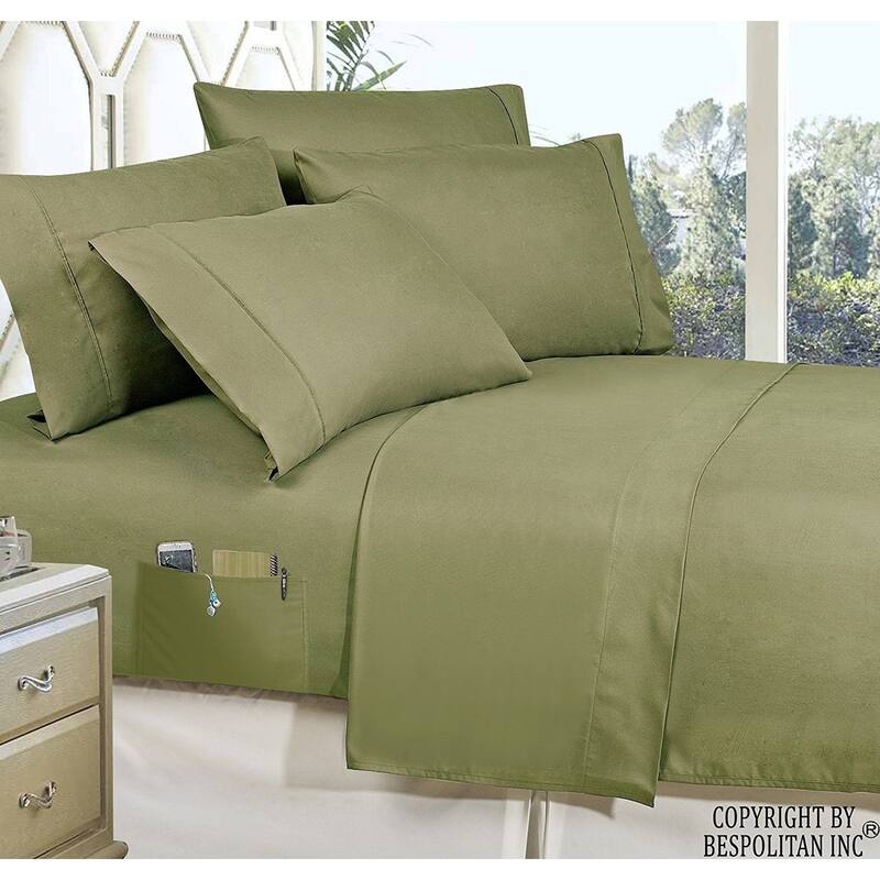 Elegant Comfort Luxury Smart Bed Sheet Set! Wrinkle and Fade Resistant with Side Storage Pockets - Green - California King