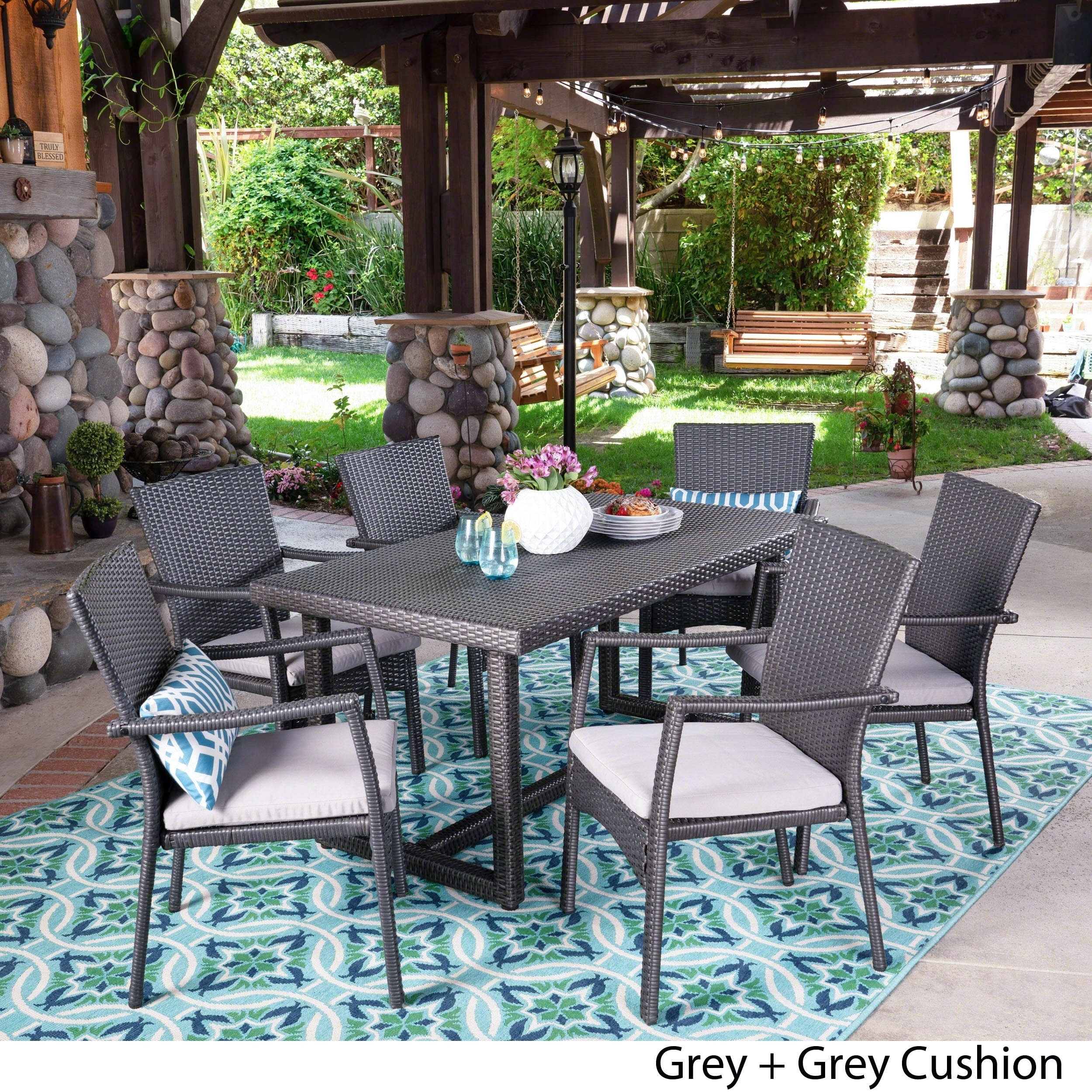 christopher knight 7 piece outdoor dining set