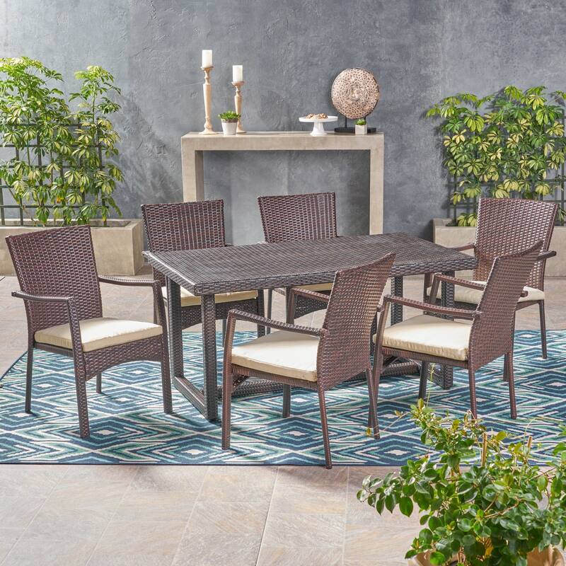 Westley Outdoor 7 Piece Wicker Dining Set by Christopher Knight Home