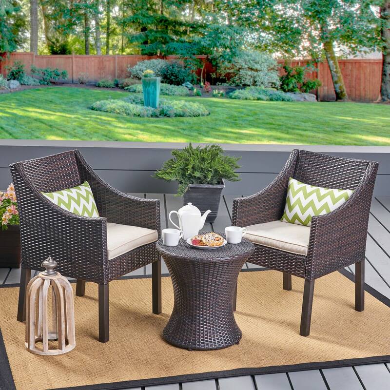 Sagan Outdoor 3 Piece Wicker Chat Set by Christopher Knight Home