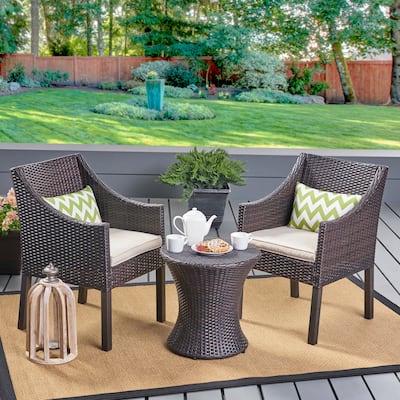 Sagan Outdoor 3 Piece Wicker Chat Set by Christopher Knight Home