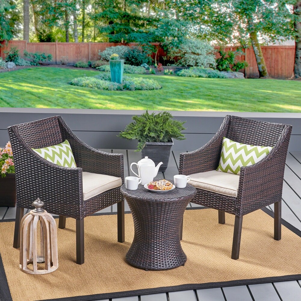 Moonstone Modern Outdoor Rope Weave Chat Set with Side Table by Christopher  Knight Home - Bed Bath & Beyond - 30027147