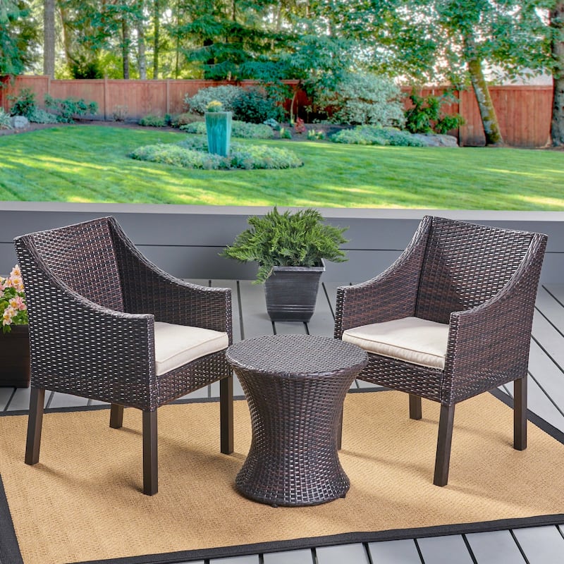 Sagan Outdoor 3 Piece Wicker Chat Set by Christopher Knight Home