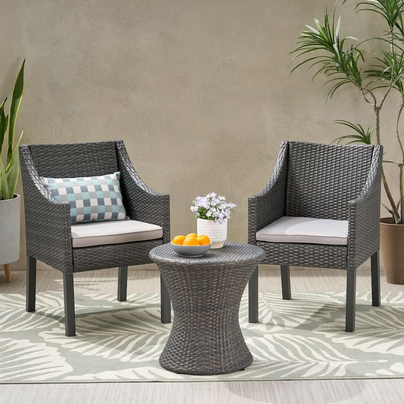 Sagan Outdoor 3 Piece Wicker Chat Set by Christopher Knight Home