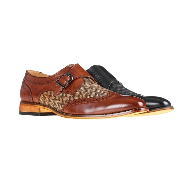 Shop Gino Vitale Men�s Monk Strap Herringbone Dress Shoes