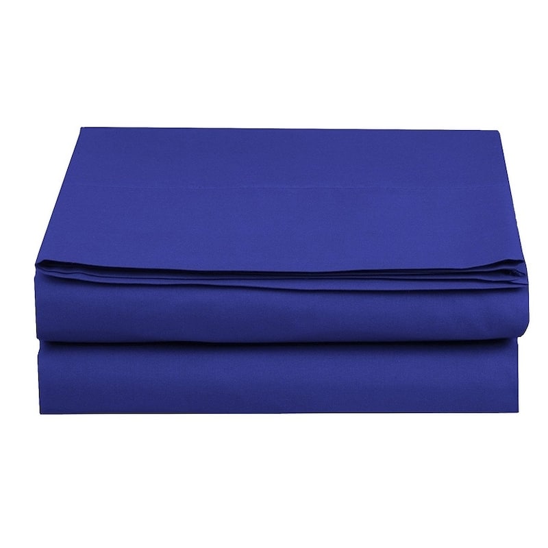 Elegant Comfort Super Soft and Wrinkle-Free Flat Sheet 100% HYPOALLERGENIC - Queen - Royal Blue