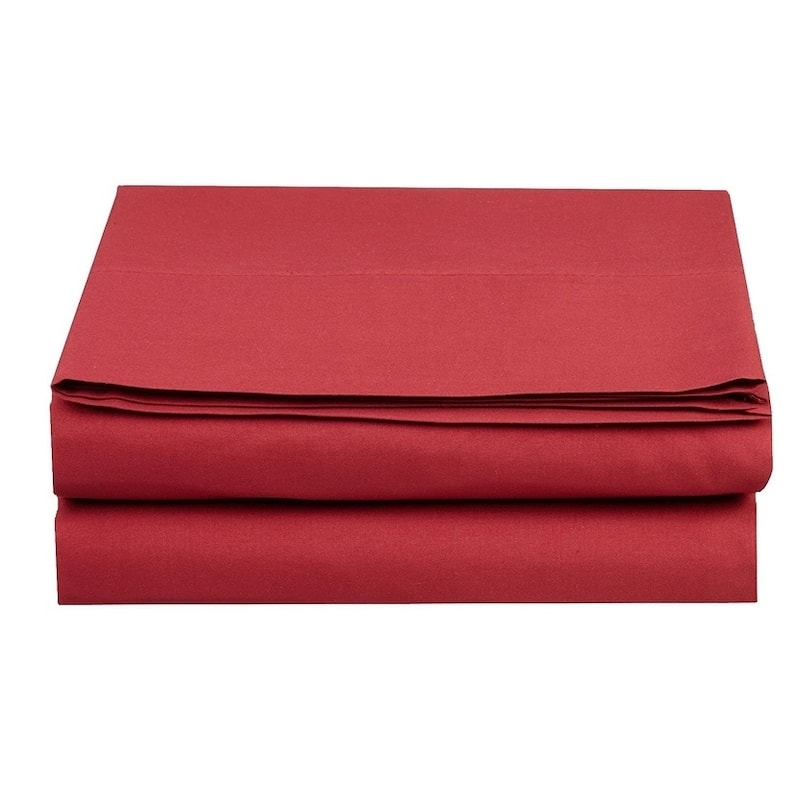 Elegant Comfort Super Soft and Wrinkle-Free Flat Sheet 100% HYPOALLERGENIC - Queen - Burgundy