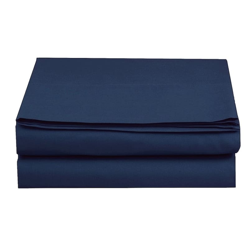 Elegant Comfort Super Soft and Wrinkle-Free Flat Sheet 100% HYPOALLERGENIC - California King - Navy blue