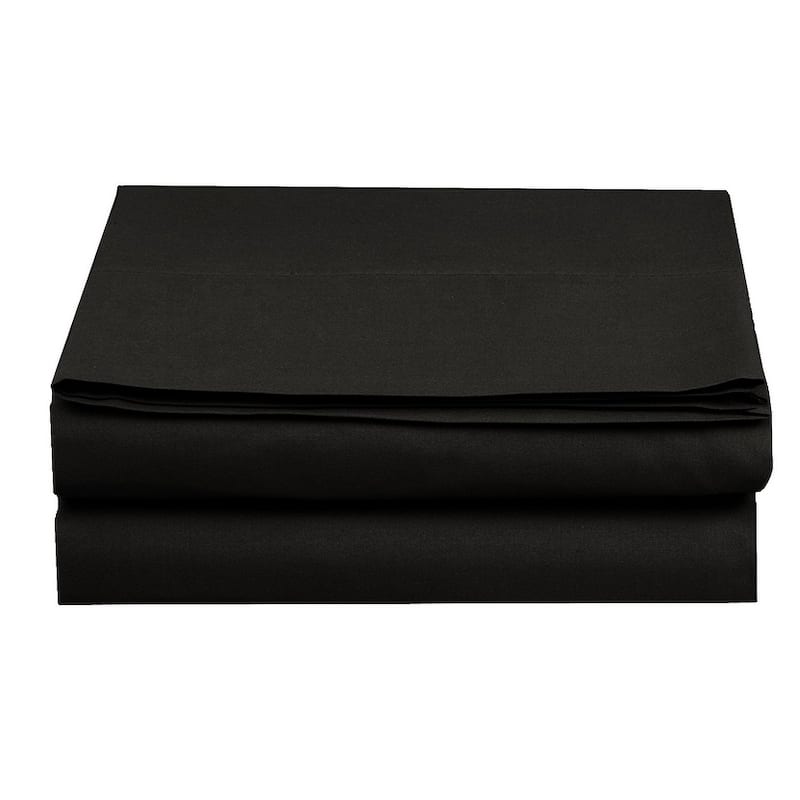 Elegant Comfort Super Soft and Wrinkle-Free Flat Sheet 100% HYPOALLERGENIC - Full - Black