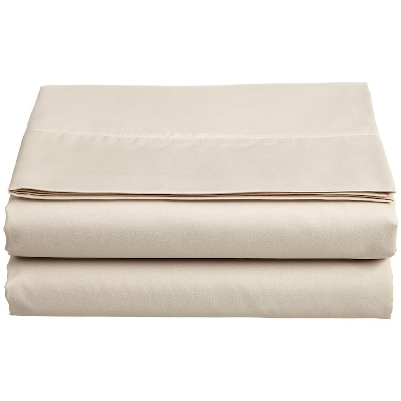 Elegant Comfort Super Soft and Wrinkle-Free Flat Sheet 100% HYPOALLERGENIC - Full - Cream