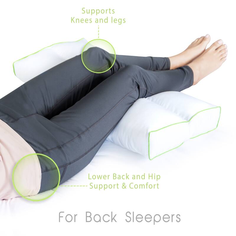 Sleep Yoga Back Side Sleepers, Ergonomically Designed Down Alternative Pillow for Knee Support, Hypoallergenic and Washable