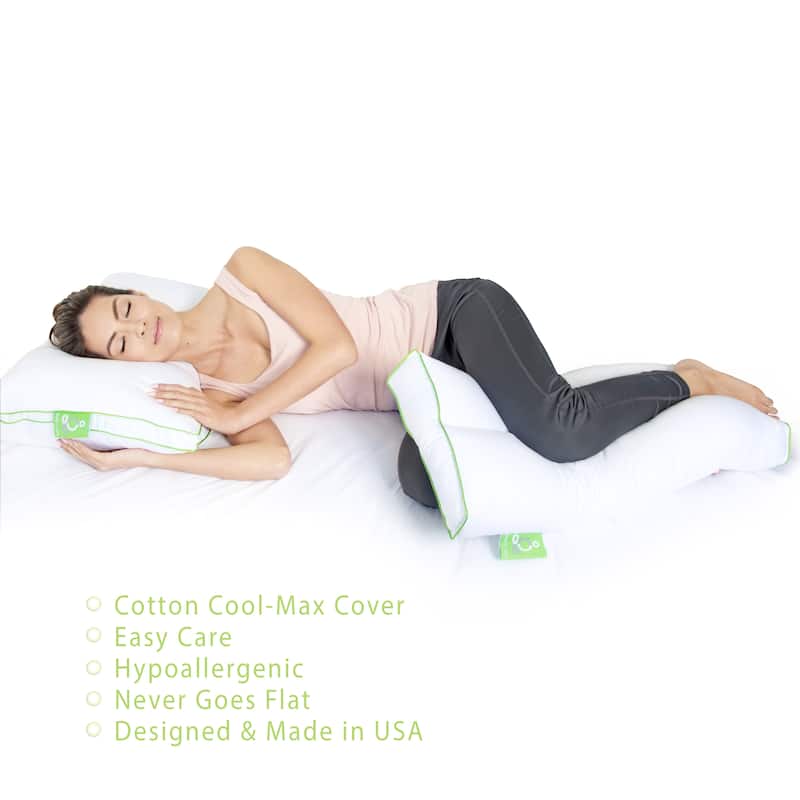 Sleep Yoga Back Side Sleepers, Ergonomically Designed Down Alternative Pillow for Knee Support, Hypoallergenic and Washable