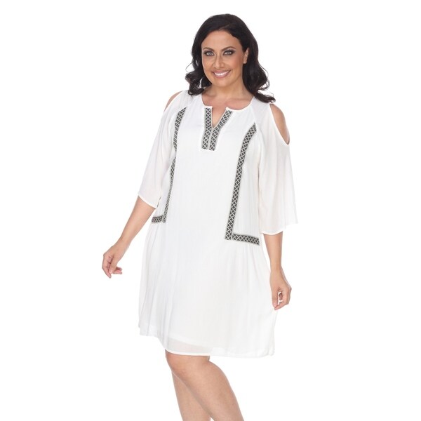 plus size white embroidered dress