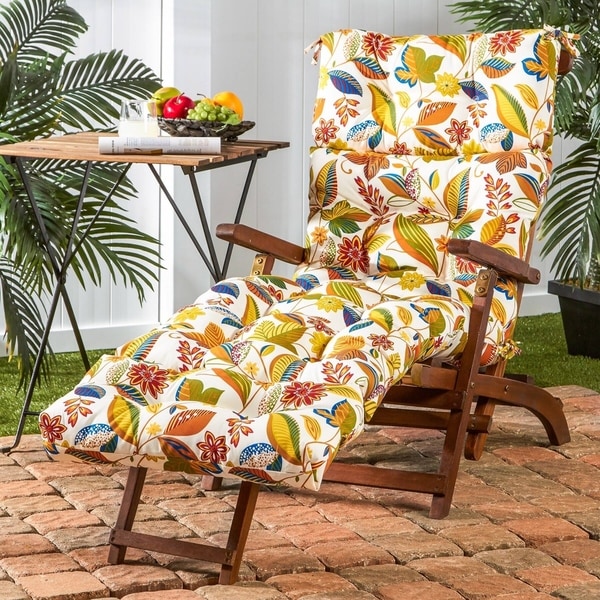 Dana Point 72 inch Outdoor Floral Chaise Lounger Cushion by