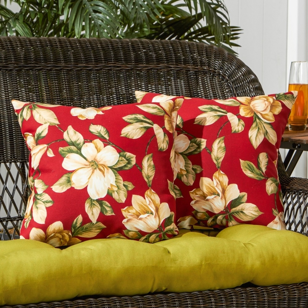 Roma Floral Outdoor 17-inch Accent Pillow (Set of 2) by Greendale Home Fashions