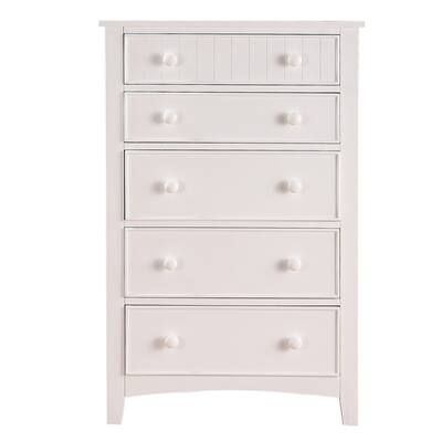 Wooden Chest With 5 Drawer Storage, White