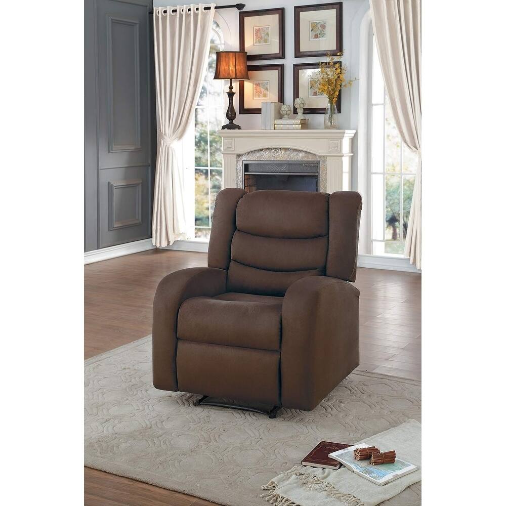 Transitional Style Fabric Recliner Chair With Manual Recline Mechanism