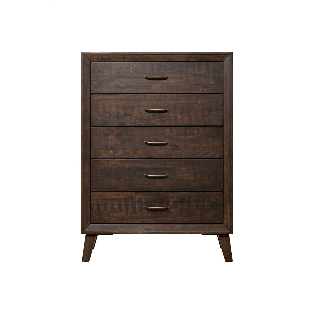 Shop Spacious 5 Drawer Rubberwood Chest In Traditional Style Brown