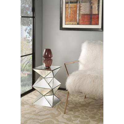 Mirrored Diamond Shaped Pedestal Stand, Mirror