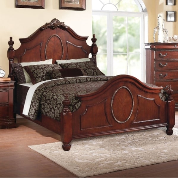 Shop Traditional Elegant Style Queen Size Poster Bed, Dark Brown - On ...