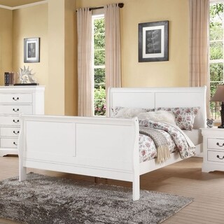 Classy Transitional Style Queen Size Sleigh Bed, White