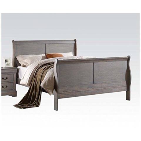 Classy Transitional Style Queen Size Sleigh Bed, Grey