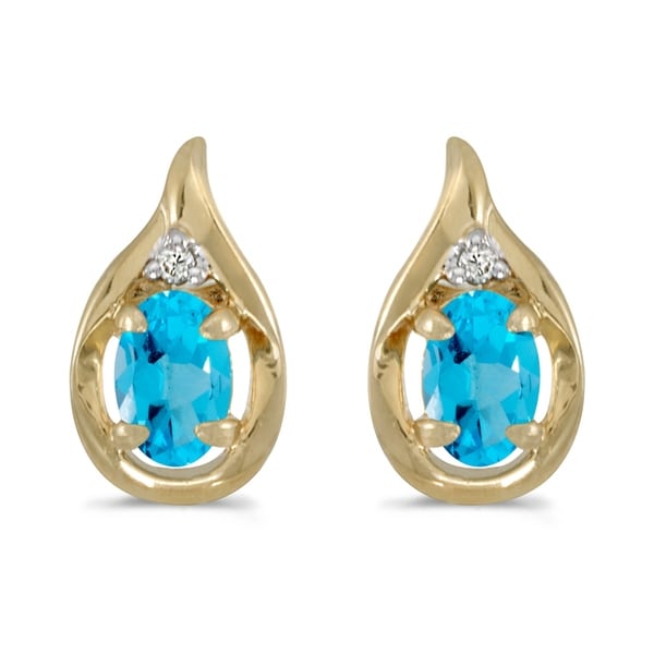 14k Yellow Gold Oval Blue Topaz And Diamond Earrings Free 14k Yellow Gold Oval Blue Topaz And Diamond Earrings Free Shipping Today 21811283