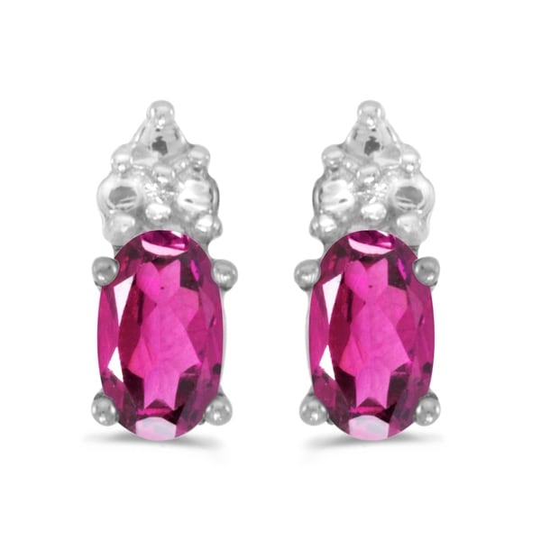 14k White Gold Oval Pink Topaz Earrings On Free 14k White Gold Oval Pink Topaz Earrings