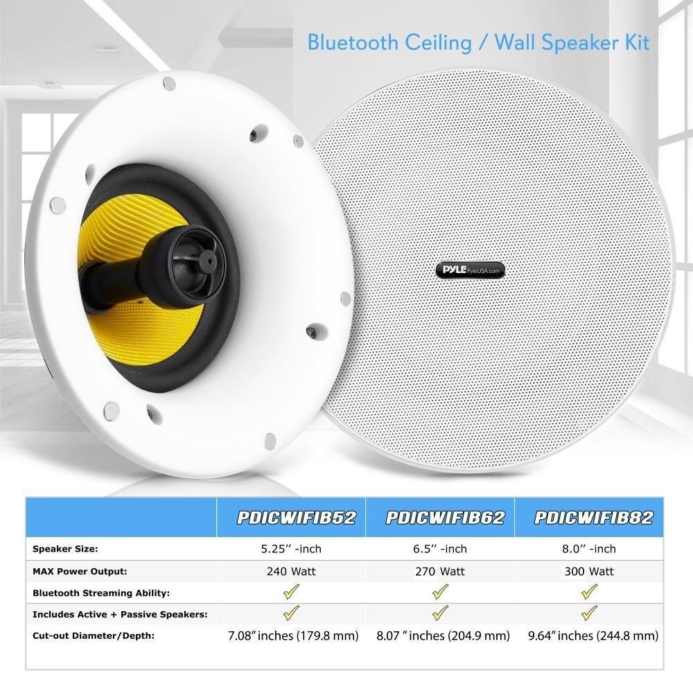 Pyle Pdicwifib82 Home In Wall In Ceiling Speakers With Built In Bluetooth Wifi Wireless Music Streaming 300 Watt