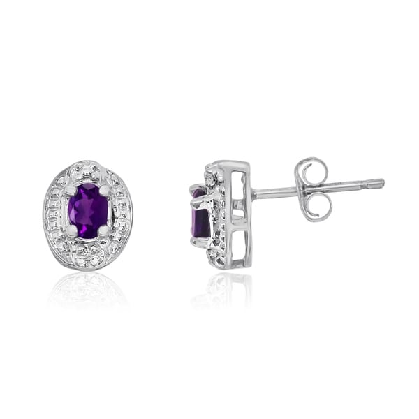 14k White Gold Amethyst Earrings With Diamonds On Free 14k White Gold Amethyst Earrings With Diamonds