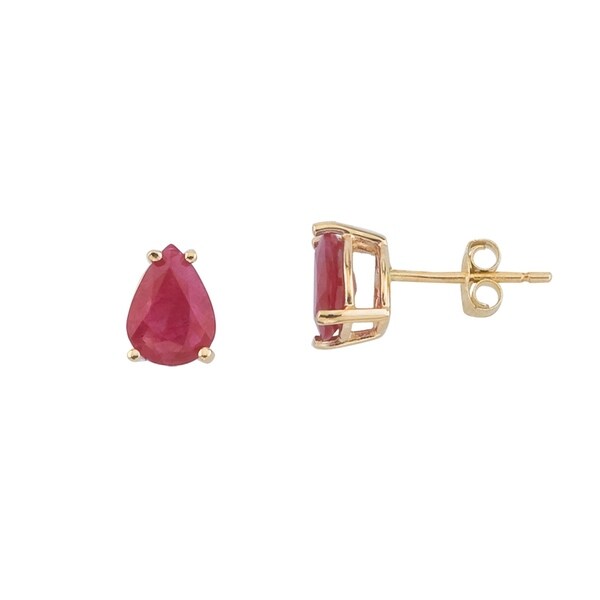 14k Yellow Gold Pear Shaped Ruby Earrings Free Shipping Today 14k Yellow Gold Pear Shaped Ruby Earrings