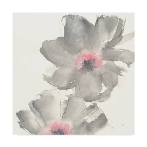 Chris Paschke 'Gray Blush Cosmos Ii On White' Canvas Art - Multi-color