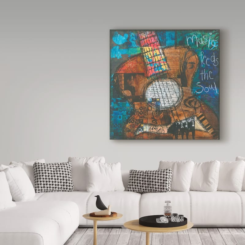 Jennifer Mccully 'Music Feeds The Soul - Guitar' Canvas Art - Multi-color