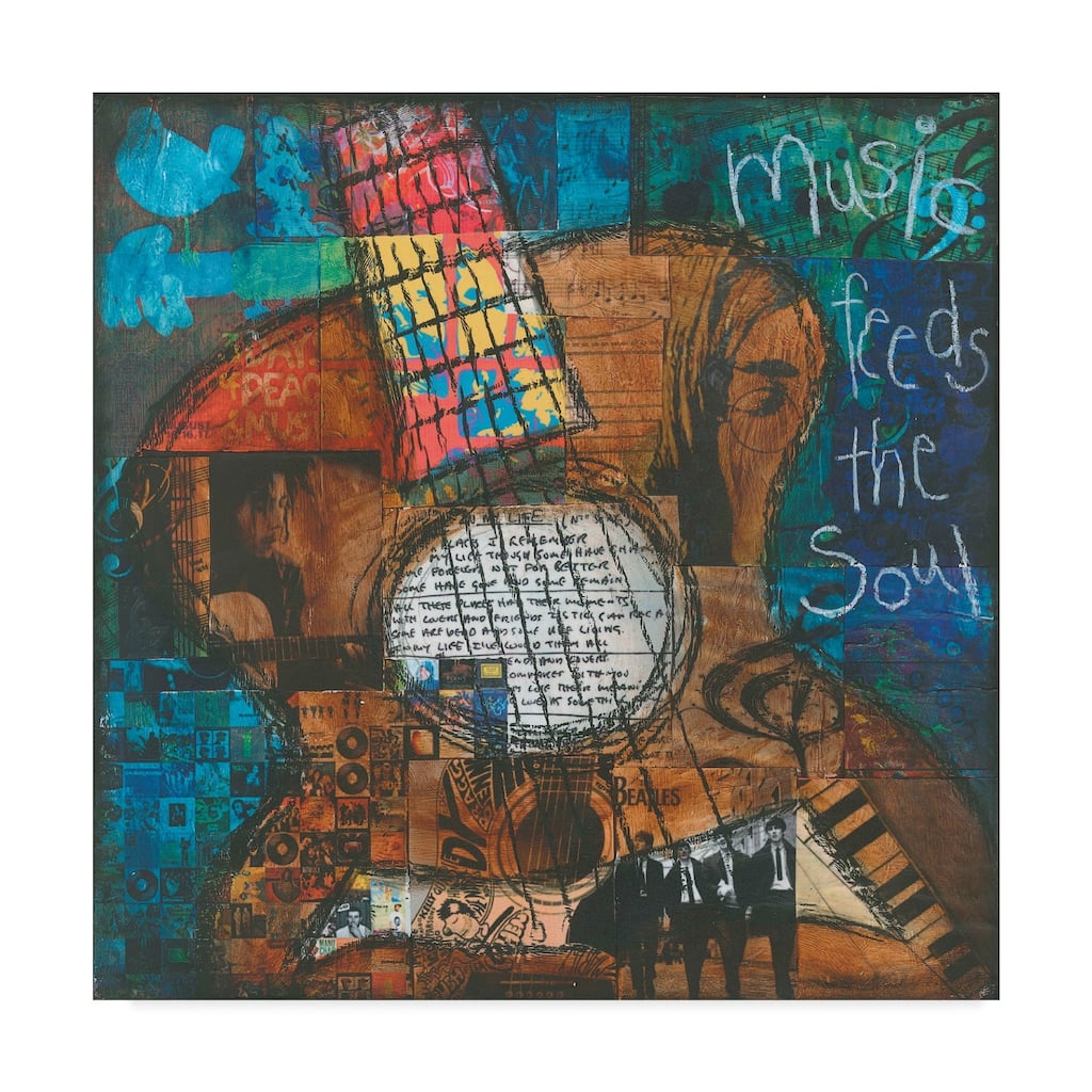 Jennifer Mccully 'Music Feeds The Soul - Guitar' Canvas Art - Multi-color