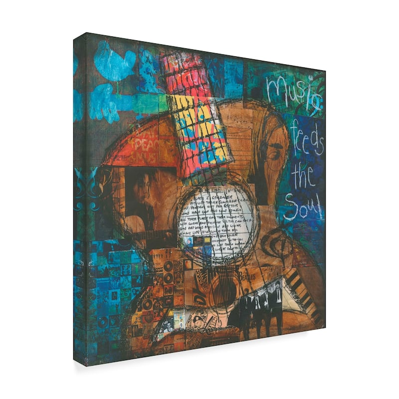 Jennifer Mccully 'Music Feeds The Soul - Guitar' Canvas Art - Multi-color